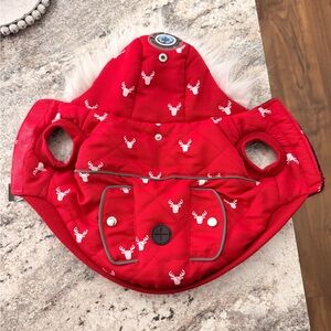 Red Dog Jacket with White Deer Print